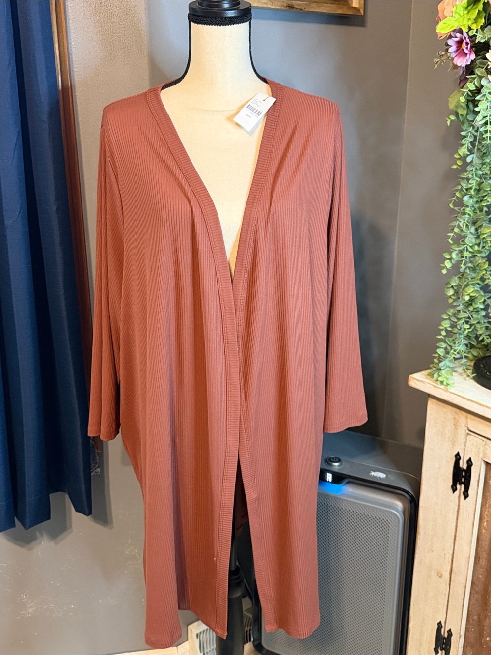 Lane Bryant Terracotta Ribbed Open Front Cardigan
